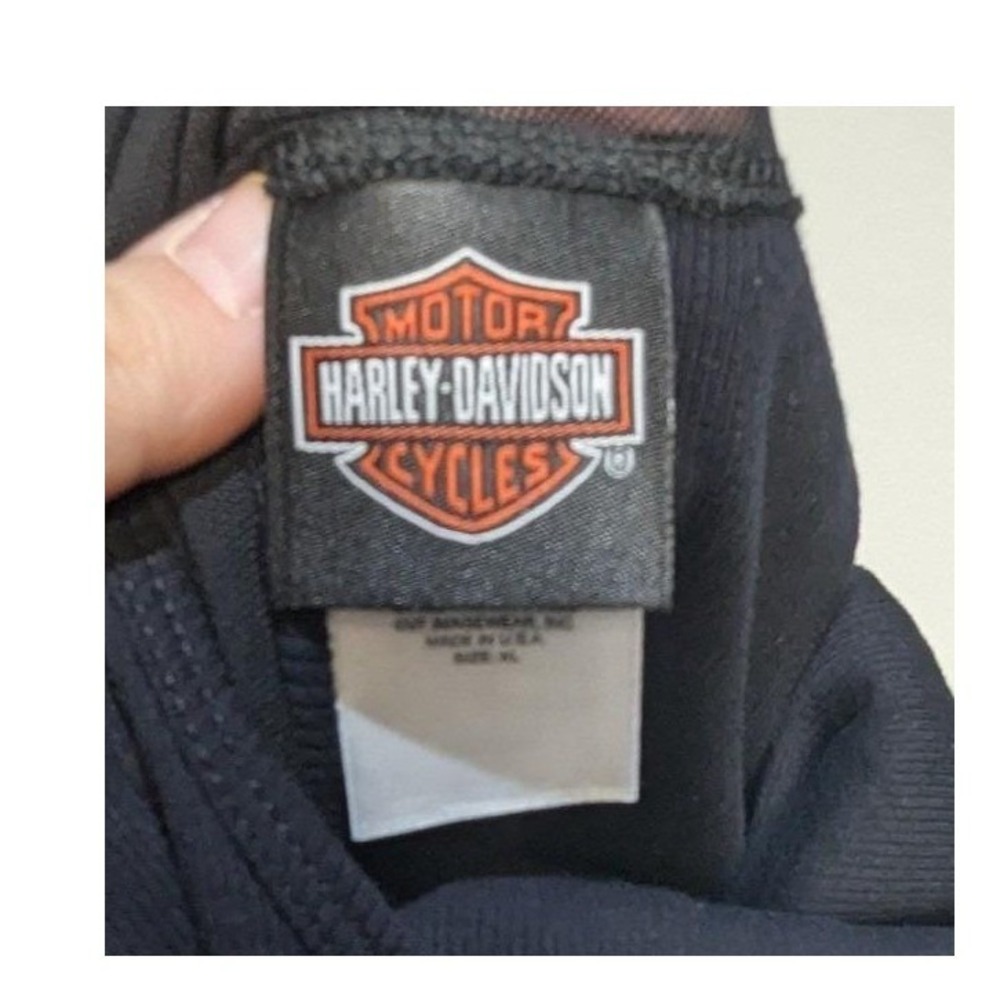 Harley-Davidson Tank Top XL Black Mesh Back Rose Graphic Ribbed Biker Edgy - Picture 5 of 7